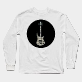 Tiled Pixel White K5 Bass Guitar in a Black Circle Long Sleeve T-Shirt